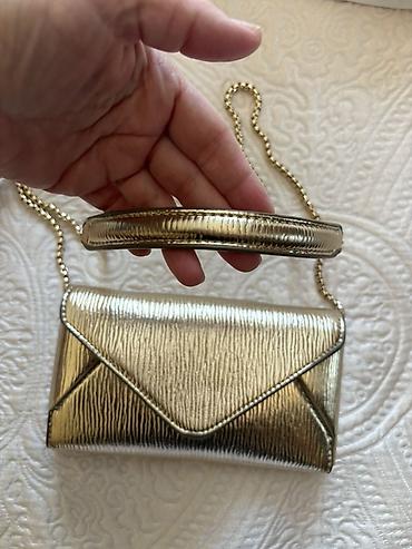 Çantalar: Qızılı rəngdə zəncirli mini çanta - Material: metalik qızılı — 1
