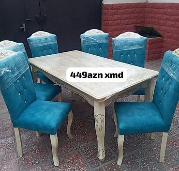 mekteb stolu: Qonaq otağı üçün, Yeni, Açılmayan, Dördbucaq masa, 6 stul — 2