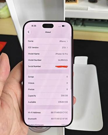 Apple iPhone: IPhone 18 Pro, 256 GB, Zəmanət, Simsiz şarj, Face ID — 5