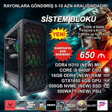 Masaüstü kompüterlər və iş stansiyaları: Sistem Bloku "Revenge DDR4 Gaming Core i5 9400F GTX1650” ŞOK