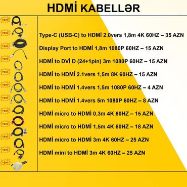 komputer cantasi: HDMİ Kabellər ⭐Type-C (USB-C) to HDMİ 2.0vers 1,8m 4K 60HZ – 35 AZN