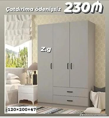 paltar asma: 3 qapılı dolab – Z.g modeli Ölçülər: 120×200×47 sm Rəng: açıq boz — 1