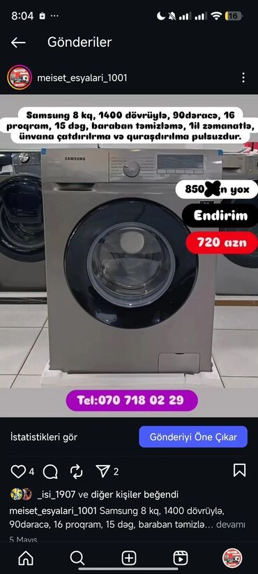 Paltaryuyan maşınlar: Paltaryuyan Anbardan satiş.Qimətlər aşagida qeyd olunub.Ünvana — 68