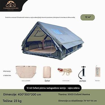 Oprema za kampovanje: Naduvni kamp šator YunduAnXing – vojnog zelena, 12 m² - Prostran — 1