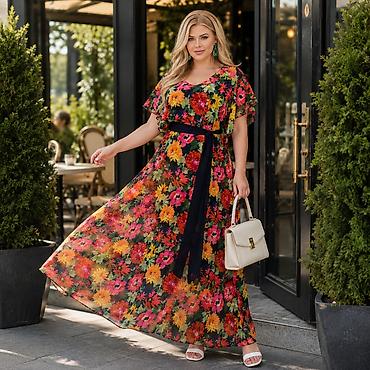 n maxi: Повседневное платье, Лето, Длинная модель, Шифон, Сарафан, XL, 2XL — 2