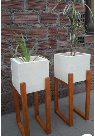 Bitkilər üçün dibçəklər: Taxta bitki stendləri və saksı dayaqları - Material: təbii ağac. Açıq — 3