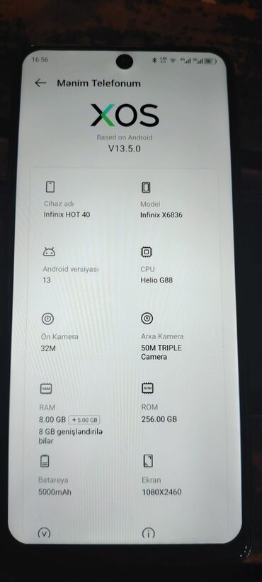 Infinix Hot 40, 256 ГБ, цвет - Черный, Сенсорный, Беспроводная зарядка, Face ID