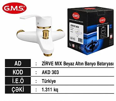 işlənmiş stabilizatorlar: G.M.S ZİRVE MIX – ağ/qızılı rəngdə banyo bataryası - Model/kod: AKD — 1
