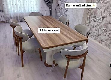 reseption masa: Qonaq otağı üçün, Yeni, Açılmayan, Dördbucaq masa, 6 stul — 1