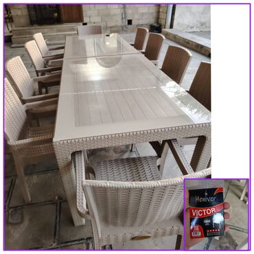 heyet ucun stol: Новый, Прямоугольный стол, 10 стульев, Нераскладной, Со стульями, Плетеный