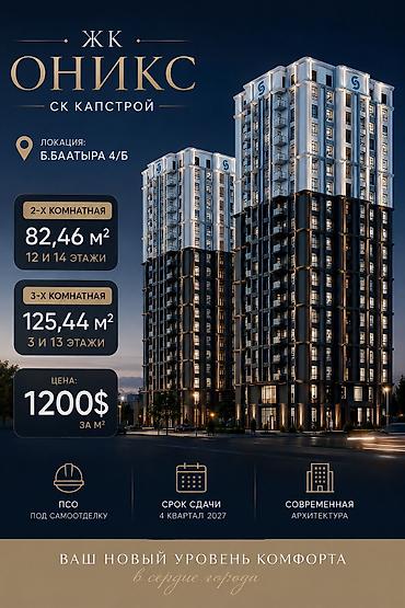 125: 3 комнаты, 82 м², Ала-Арча ж/м Элитка, 3 этаж, ПСО (под самоотделку) — 1