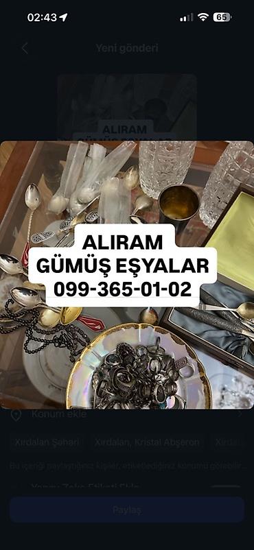 Xidmət: Gümüş əşyaların qəbulu və alışı Təsvir: - Gümüşdən lalafo.az -da Xidmət: Gümüş əşyaların qəbulu və alışı Təsvir: - Gümüşdən