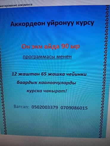 онлайн курс: Уроки игры на аккордеоне Онлайн, дистанционное