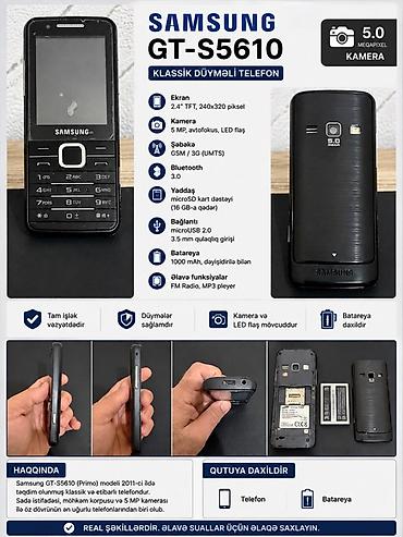 mp3 pleyer: Samsung S5610, rəng - Qara, Düyməli — 1