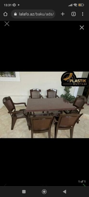 plastik stol stul satisi: Yeni, Dördbucaq masa, 6 stul, Açılan, Stullar ilə, Plastik, Türkiyə