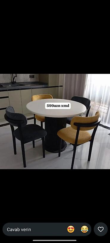 ofis stullari: Mətbəx üçün, Yeni, Açılmayan, Yumru masa, 4 stul — 1