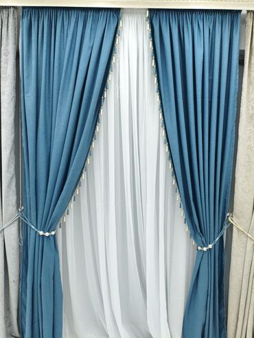 Шторы и занавески: Комплект штор, Велюр, С тюлем в комплекте, Готовое изделие, Для зала — 5