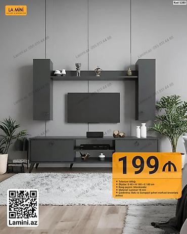 Ev və bağ: TV altlığı və asma modul dəsti - Ölçü: D 40 × H 180 × E 180 sm - Rəng — 1