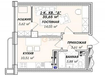 срочно в связи с переездом: 1 комната, 35 м², Элитка, 13 этаж, ПСО (под самоотделку)