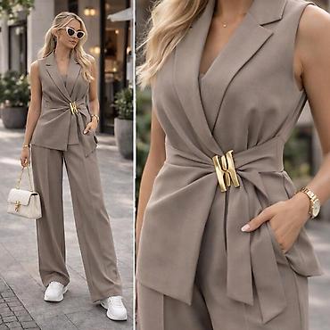 Kompleti: 🔥Elegantni ženski komplet – prsluk bez rukava i široke pantalone ✅3500 — 5