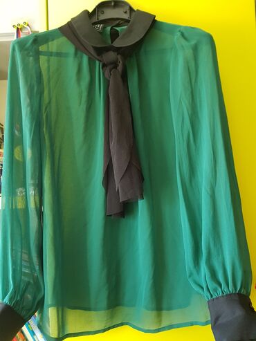 veličine košulja: S (EU 36), Silk, Single-colored, color - Green