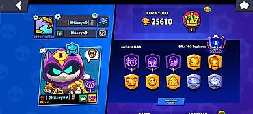 Brawl stars hesabıdı 26k kupası var 43 ender kostüm,33süper ender