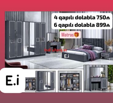 Yataq otağı dəstləri: İkinəfərlik çarpayı, Dolab, Yeni