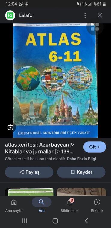 Atlaslar: KONTUR XƏRİTƏ İLƏ BİRLİKDƏ 4 AZN içi tərtəmzidir Məhsul: Coğrafiya