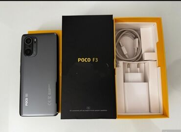 işlenmis telefonlar: Poco F3, 256 GB, rəng - Qara, Sensor, Face ID