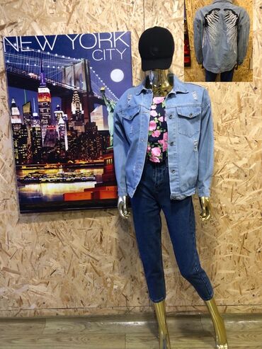 джинсовая куртка оверсайз: Джинсовая куртка, Свободная модель, Осень-весна, С рисунком