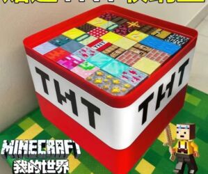 купить детскую игровую площадку: Набор магнитных кубиков в стиле Minecraft + коробка-органайзер «TNT»