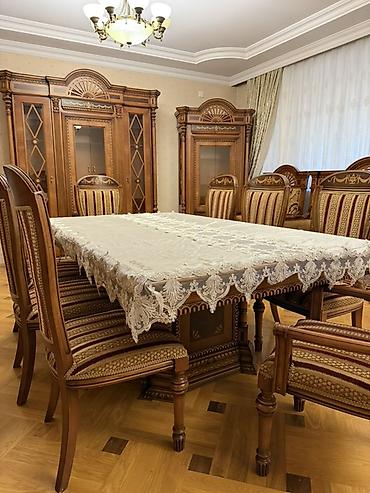 pufik stol: Klassik üslubda zəngin oyma detallı dəst – qonaq otağı və yemək otağı — 6
