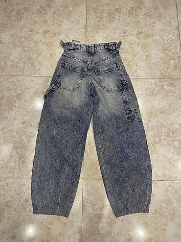 parça şalvar: Geniş kəsimli uşaq cins şalvarı - Rəng: tünd boz/acid wash efekti - — 2