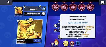 İncəsənət və kolleksiyalar: Kupa: 76.100 Maksimum Səviyyə (11 lvl): 65 Brawler Skinlər (376): 19 — 2