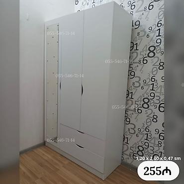 Ağ rəngli 3 qapılı paltar şkafı - Ölçü: 1,20 x 2,00 x 0,47 m - Düz lalafo.az -da Ağ rəngli 3 qapılı paltar şkafı - Ölçü: 1,20 x 2,00 x 0,47 m - Düz