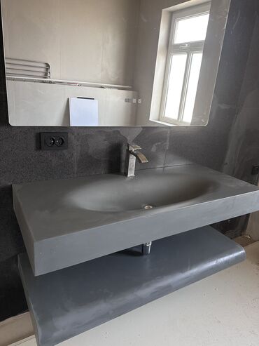 набор эмалированной посуды: Ванна үчүн раковина, Өзгөчөлүктөрү: Таш сыяктуу, Материалы: Жасалма таш