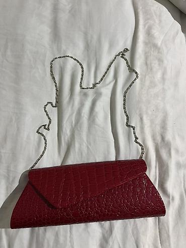 gumuș: Qırmızı kroko naxışlı qadın axşam çantası - Stil: zərif klatç/saplı — 1