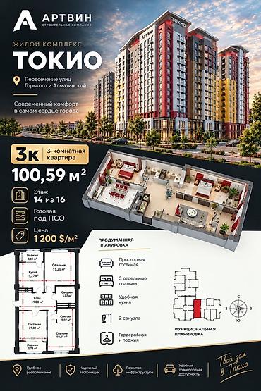 алматинка: Сдан, Элитка, 3 комнаты, 100 м² — 1