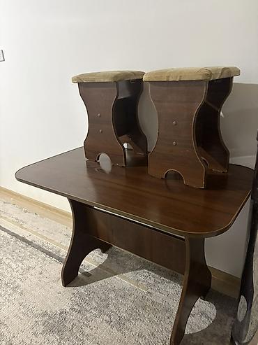 study table: Б/у состояние хорошее Обеденная группа из массива/ЛДСП в оттенке — 2