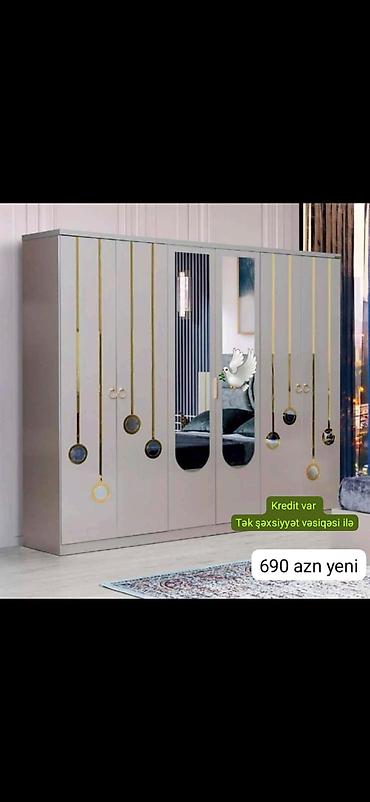 Yeni, 6 qapı, Kredit, Boz, Açılan, Düz dolab