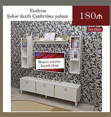 Tv stend və asma rəf dəsti - Ölçü: 180 sm - Rəng: ağ - Komplekt: - at lalafo.az — 1 Tv stend və asma rəf dəsti - Ölçü: 180 sm - Rəng: ağ - Komplekt: - — 1
