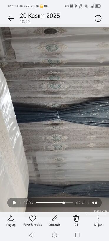 Pərdə və tüllər: İşlənmiş, Vilyur Pərdə, rəng - Ağ, Ödənişli çatdırılma — 13