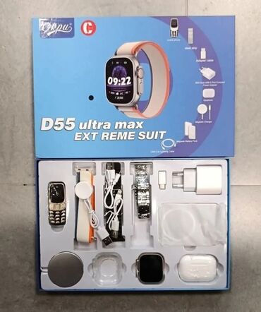 maxi blender za smuti: Ultra D55 pametni sat + mini telefon + Airpod + Magsafe 4999 din D55