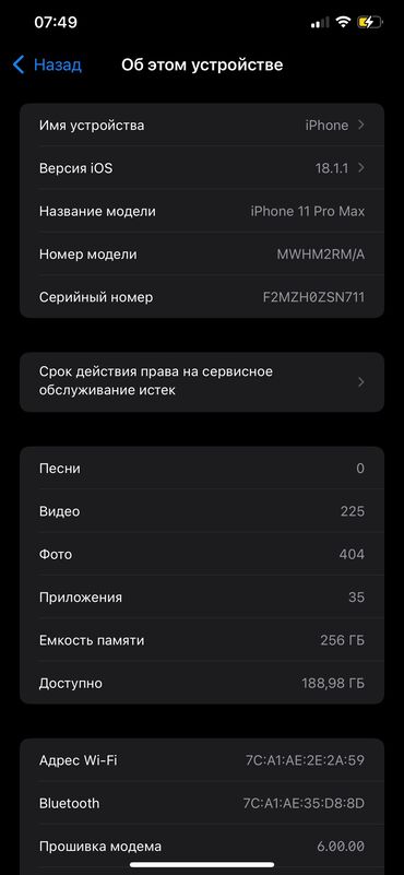 Apple iPhone: IPhone 11 Pro Max, Б/у, 256 ГБ, Серебристый, Чехол, 80 %