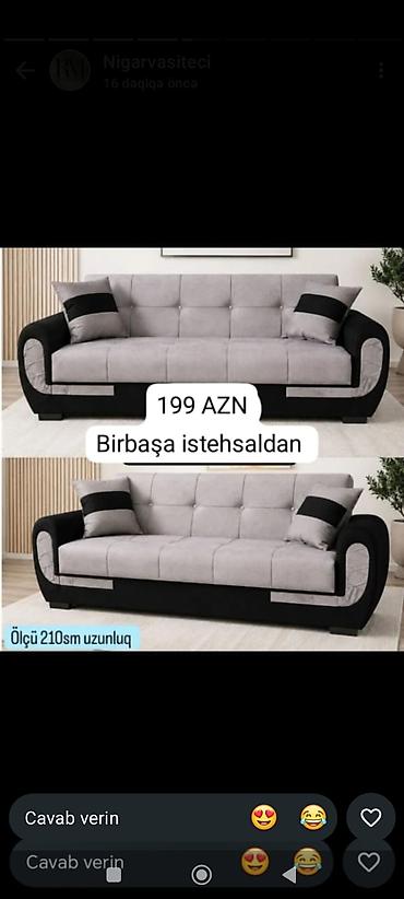 Диваны: Məhsul: 3 nəfərlik divan Xüsusiyyətlər: - Rəng: Açıq boz oturacaq və — 1