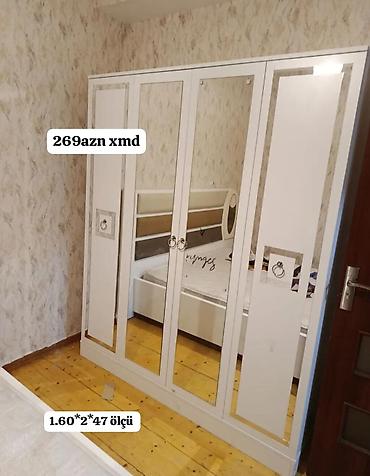 qapi ucun vinil: Ağ rəngli 5 qapılı paltar dolabı - Ön hissəsi güzgülü panellərlə — 1