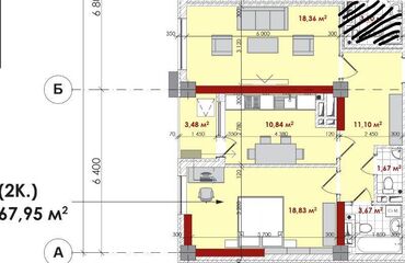 2 комнатная квартира в бишкеке купить: 2 бөлмө, 67 кв. м, Элитка, 2 кабат, ПСО (өзү оңдоп түзөтүп бүтүү үчүн)
