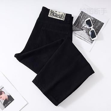 Джинсы: Джинсы Dime, черные - Прямой свободный крой с легким заужением к низу — 3