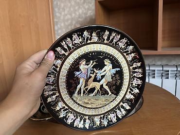 Греческий кофейный набор с декоративным блюдом, ручная работа -