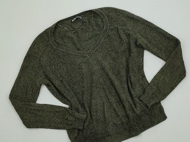 Swetry: Sweter Bershka, S (EU 36), stan - Dobry, wzór - Jednolity kolor, kolor - Zielony